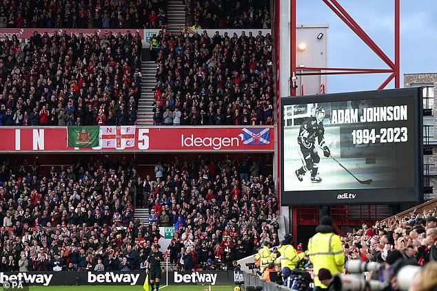 Johnson's image was circulated on the big screen, before Forest made it 2-0 during the tribute