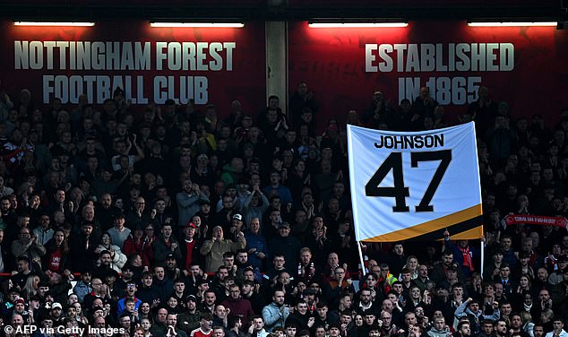Nottingham Forest Pays Emotional Tribute to Ice Hockey Star Adam Johnson, Tragically Killed by Opponent's Skate, in the 47th Minute. Seconds after Orel Mangala's Goal Extends Lead against Aston Villa.